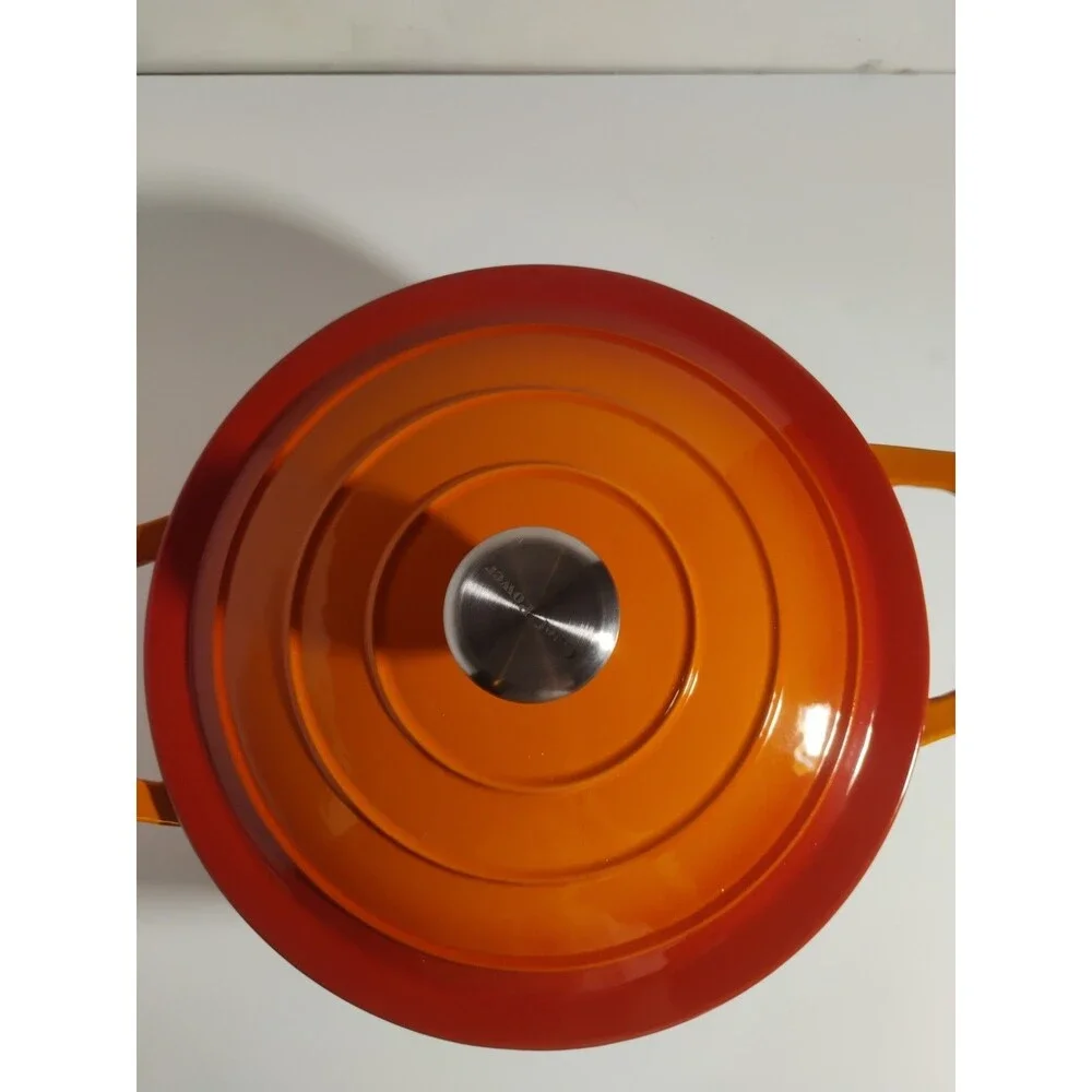 Chef Power 4.5QT Orange Flamed Enameled Cast Iron Dutch Oven with Lid New